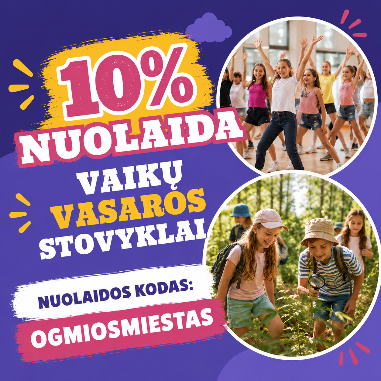 „JUDESYS“ –  -10% Nuolaida visoms vasaros stovyklos pamainoms!